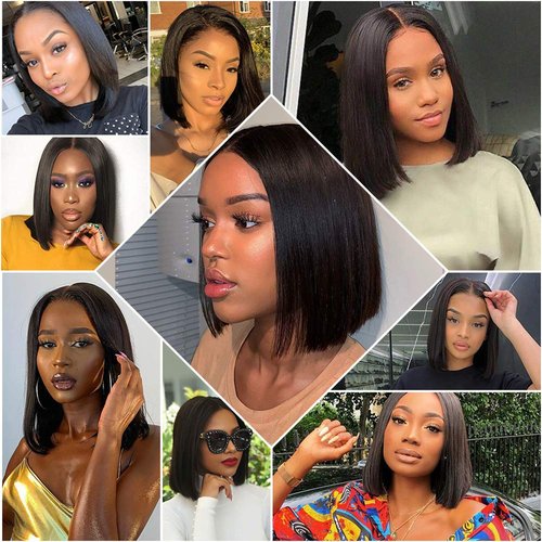 Pizazz Straight Bob Wig Human Hair 13x4 HD Transparent Lace Front Wigs Human Hair with Baby Hair 180 Density Glueless Wigs Human Hair Pre Plucked 10 inch