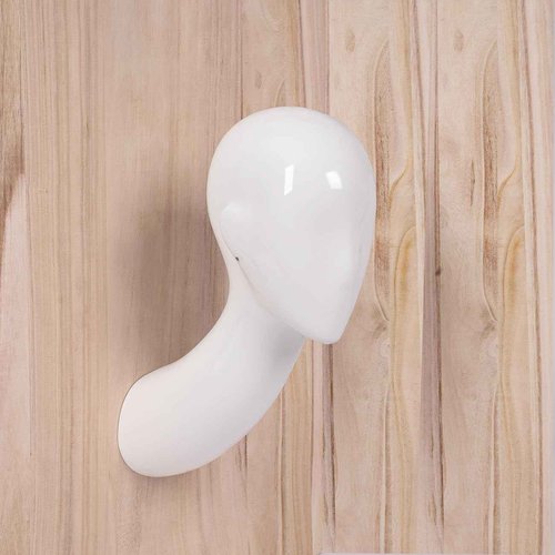White Glossy Wall Mounted Mannequin Head Lightweight Fiberglass Wall Display for Wigs Glasses Earrings Space Saving Design Ideal for Salons Retail Shops Home Décor and Fashion Styling