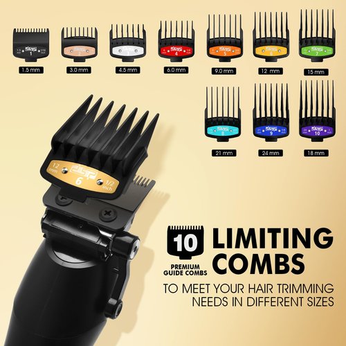 DSP Hair Clipper for Men Professional, Cordless DLC Coated Ceramic Blade, Five-Speed Adjustable 9000RPM, Hair Cutting Tool for Barbers, with Indicator Light Plug and Play, Black