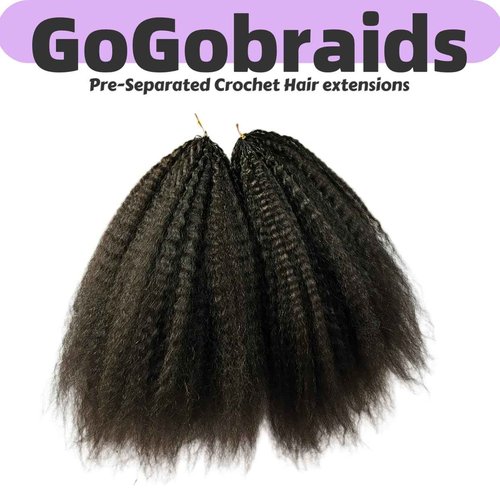 Knotless Pre-Separated Crochet Hair extensions Afro Kinky Straight hair feather crochet 100% human hair extensions for Women Natural Color 18 Inch 60g