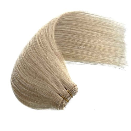 Sew in Hair Extensions Real Human Hair,Weft Hair Extensions Human Hair Bundles Blonde Hand Tied Weft Hair Extensions Human Hair 24 Inch 120G Sew in Weft Hair Extensions for Women