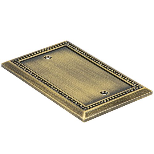 Henne Bery Sunken Pearls Heavy Duty Decorative Wall Plate Switch Plate Outlet Cover (Single Blank, 2 Pack, Antique Brass)
