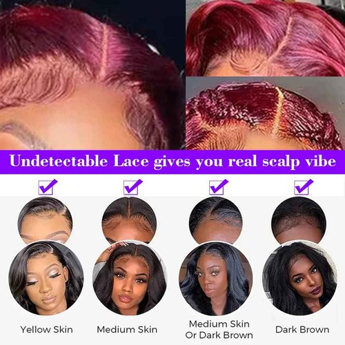 FASHION PLUS 99J Loose Wave Lace Front Wigs Human Hair Pre Plucked 200% Density 13x4 HD Transparent Burgundy Loose Deep Wave Full Frontal Human Hair Wigs for Black Women