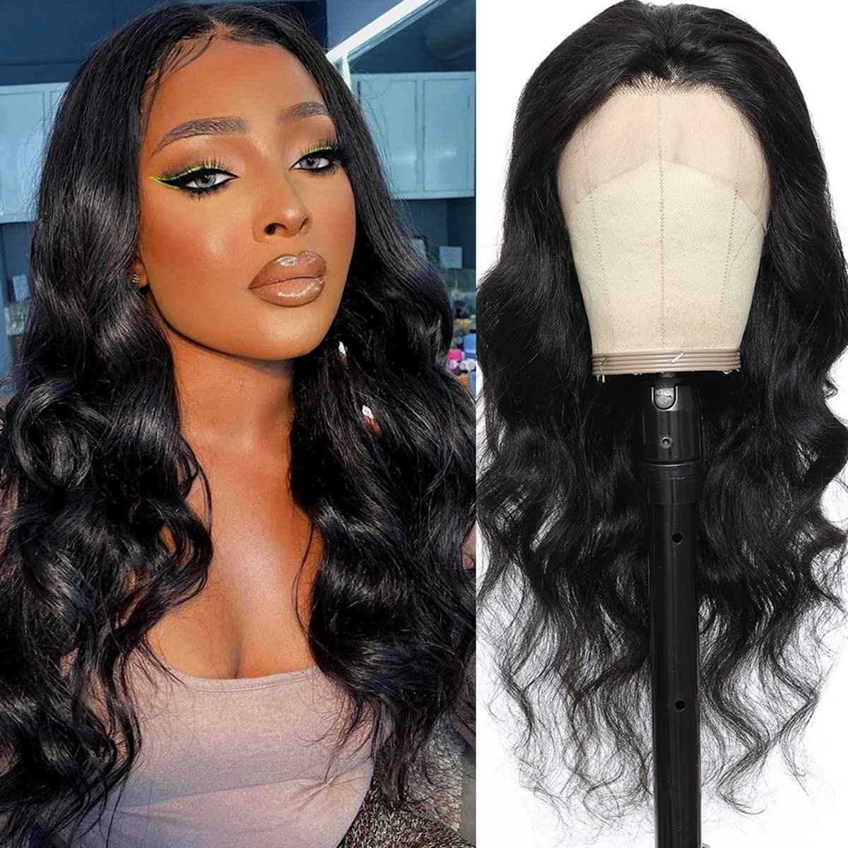 MAIME Small Cap Wigs 21 inch Size Lace Front Human Hair Wig for Black Women 16 inch