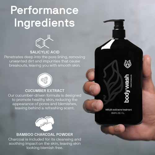 Black Wolf Vibrating Face & Sonic Body Scrubber & Charcoal Powder Body Wash for Men Bundle