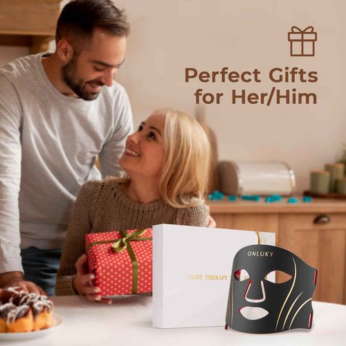ONLUKY Red Light Therapy Mask for Face,70 LED Face Mask Light Therapy,USB C Rechargeable,Infrared Light Therapy Mask for Home Working Travel Yoga Sleep