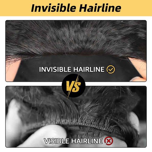 AOFEER Kinky Straight 3 in 1 Half Wig Human Hair 200 Density Upgrade Headband Wig No Glue Seamless Flip Over Yaki Straight Wig with Drawstring Wear and Go Glueless Wigs for Women 18 Inch