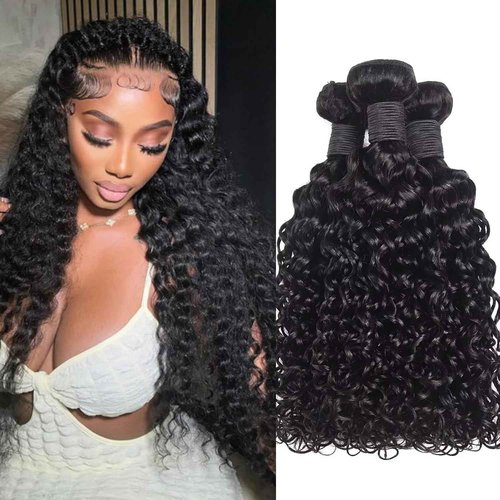 Bundles Human Hair Deep Wave 18 20 22Inch 12A Deep Curly Bundles Human Hair Extensions 100% Unprocessed 3 Bundle Brazilian Virgin Human Hair Extensions Wet and Wavy Double Weft Bundles Natural