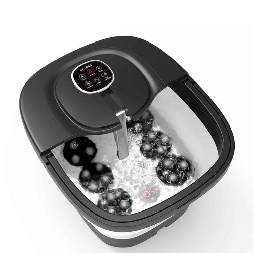 CuPiLo Foot Spa Bath Massager, 2025 Upgraded Foot Bath with Circulation Heat, Motorized Shiatsu Massage Balls, Pedicure Soaking Tub with Waves, Remote, Handle, Feet Stress Relief, Gifts