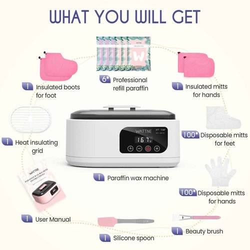 Wattne Paraffin Wax Machine for Hands & Feet – Paraffin Wax Warmer Moisturizing Kit with Auto-Timer & Precision Temperature Control, Paraffin Wax Bath for Arthritis, Dry Skin Care, Home Spa-White