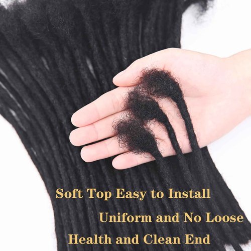 10 Inch 0.4cm Thickness Dreadlock Extensions Human Hair 60Strands 100% human hair Full handmade Loc Extensions Human Hair Can Be Curled and Bleached Dreads Extension for Men Women （Natual Black）