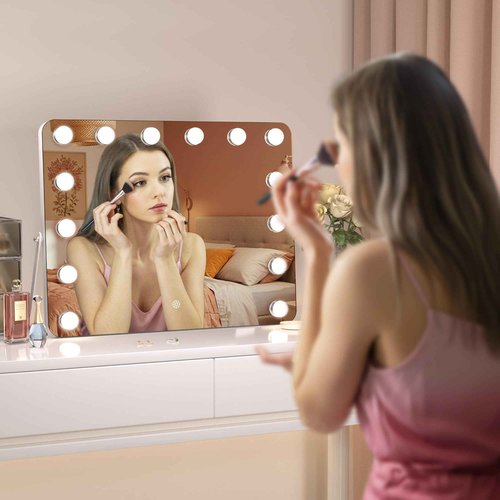 MINISO Vanity Mirror with Lights - 17.7" x 13.8" Hollywood Makeup Mirror with Adjustable Brightness,3 Modes Light