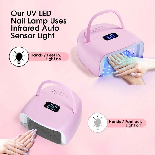 60W Rechargeable LED Nail Lamp, Cordless Gel Lamp with Portable Handle & 42pcs Lamp Beads, Automatic Sensor UV LED Nail Dryer, 4 Timers Professional UV Light for Gel Nails