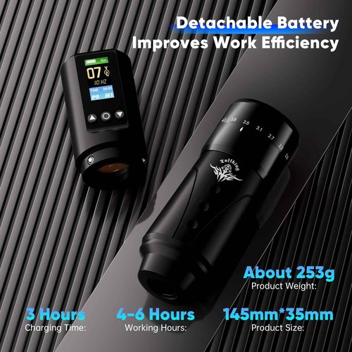 Wireless Tattoo Gun Machine Kit - Professional Rotary Tattoo Pen Set, Complete Beginners Tattoo Supplies with 2Pcs 1,600mAh Batteries, 40Pcs Cartridge Needles for Starter, Artists