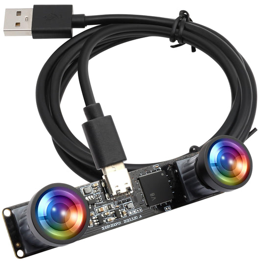 120fps Global Shutter USB Camera Module - Dual Lens 3D Stereo Synchronization Webcam for Computer - High Speed 1200P 60fps Binocular PC M12 UVC USB2.0 VR Wide Angle 100 Industrial