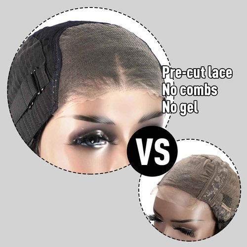 FACMOOD Wear and Go Glueless Bob Wig Human Hair Straight, 6x4 Pre-Cut HD Lace Glueless Wigs Pre-Plucked, Transparent Lace Front Closure Wigs for Women 180% Density 12 inch