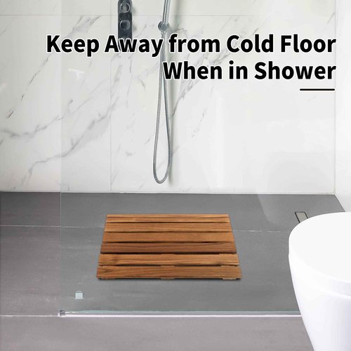 Teak Bathtub Tray and Teak Shower Mat S Bundle