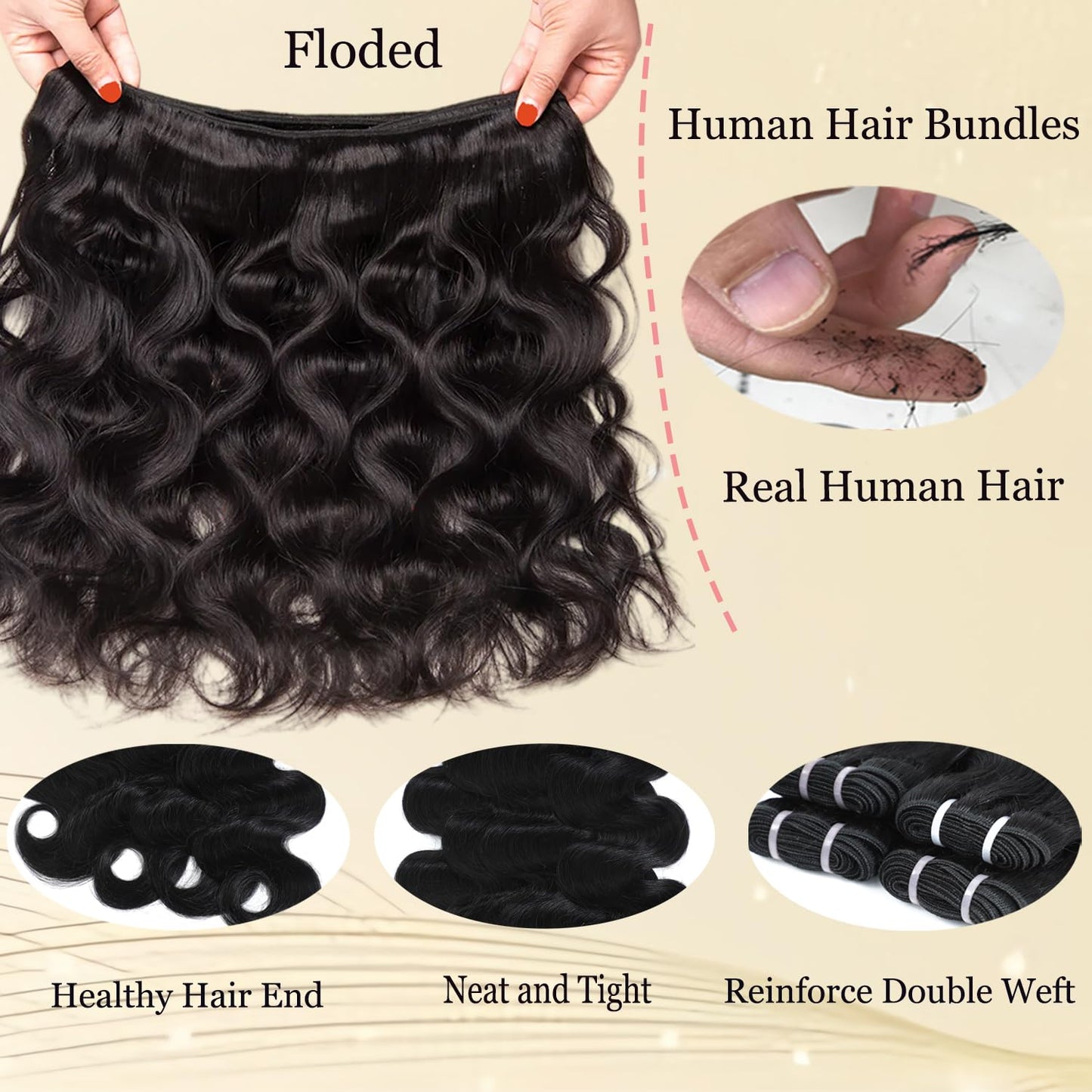 12A Human Hair Body Wave 100% Unprocessed Virgin Human Hair Thick 4 Bundles Quick Weave Bundles Real Human Hair Extensions Natural Black (18 20 22 24 Inch)