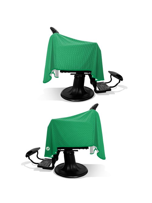 Illuzien Green Ski Mask PRO Barber Cape, Hair Cut Drape, Water-Resistant Barber Accessories, Professional Cape