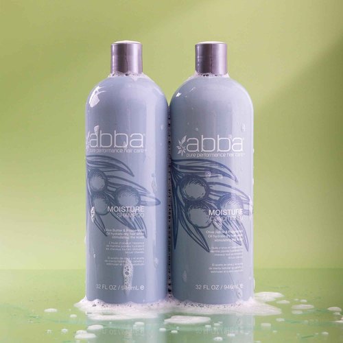 ABBA - Pure Moisture Shampoo & Conditioner Hydrating & Nourishing Value Duo Set – Olive Butter & Peppermint Oil, 32 fl oz Each