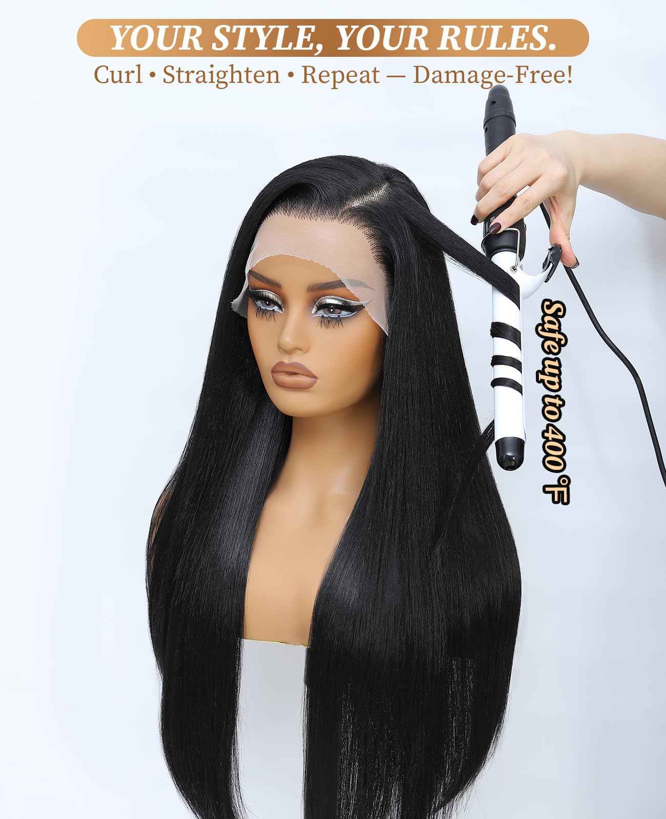 Latasha 13x6 Synthetic Lace Front Wig for Black Women Straight HD Lace Frontal Wigs Pre Plucked Wear and Go Glueless Wigs for White Women 28 inch Long Black Wig (Off Black 1B)