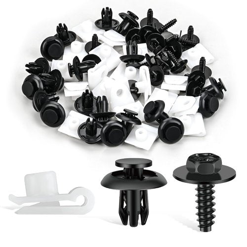 GOOACC 60Pcs Fender Liner Bumper Cover Splash Shield Hex Head Screw with Nylon U Nuts Push Bumper Fastener Rivet Clips for Fastening Front on Mazda 2, 5, 6, CX-5, CX-7 & CX-9 2014 – 2010
