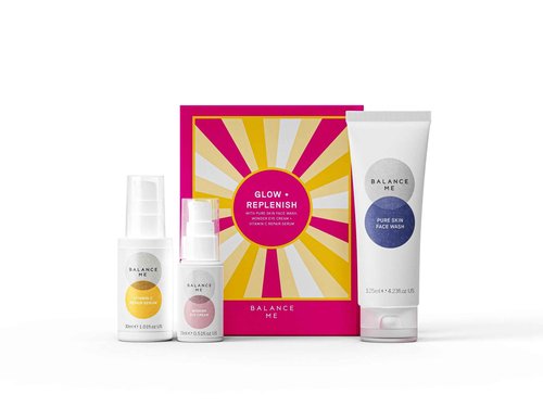 Balance Me Glow + Replenish Skin Care Set, Includes Vitamin C Repair Serum, Pure Skin Face Wash, Wonder Eye Cream, Gift Set for Women
