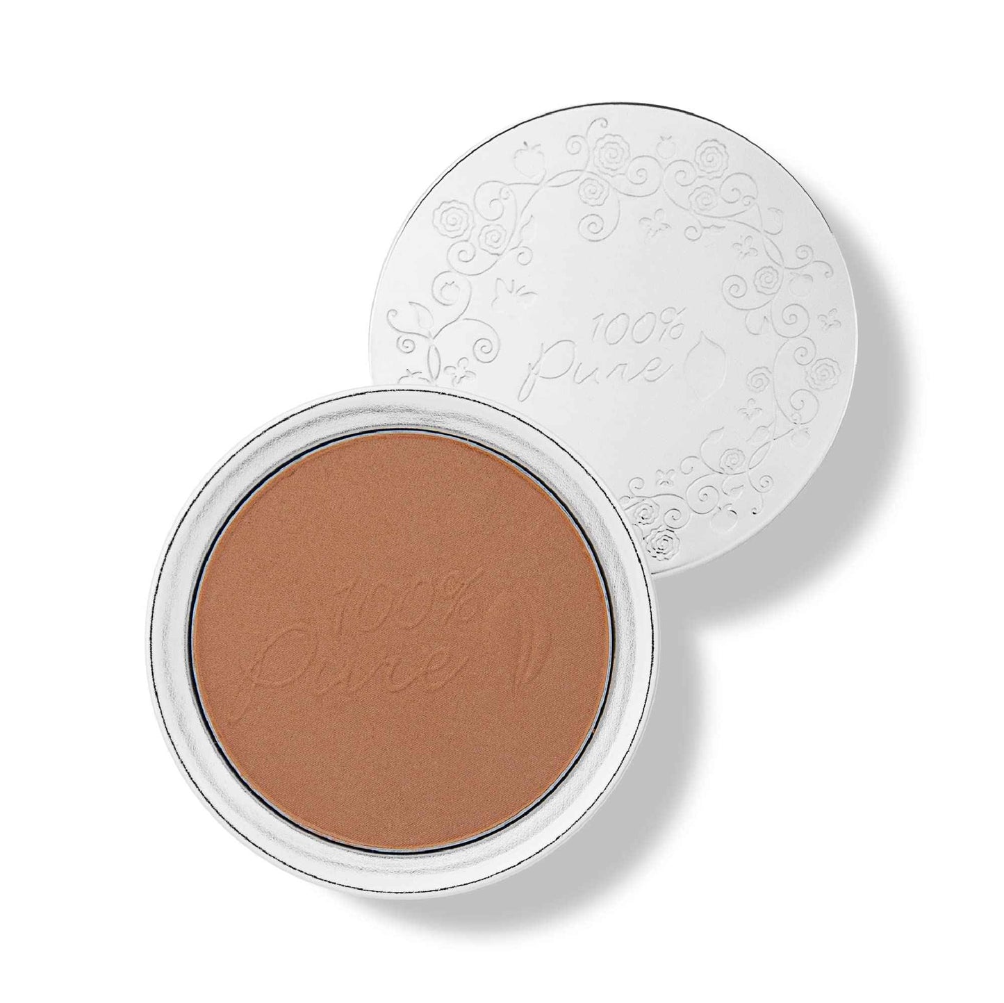 100% PURE Powder Foundation Matte Finish Face Makeup - Oil Absorbing Pressed Poreless Concealer - Vegan Fruit Pigmented Cocoa Color (Deep Shade w/Neutral Undertones) - 0.32 Oz
