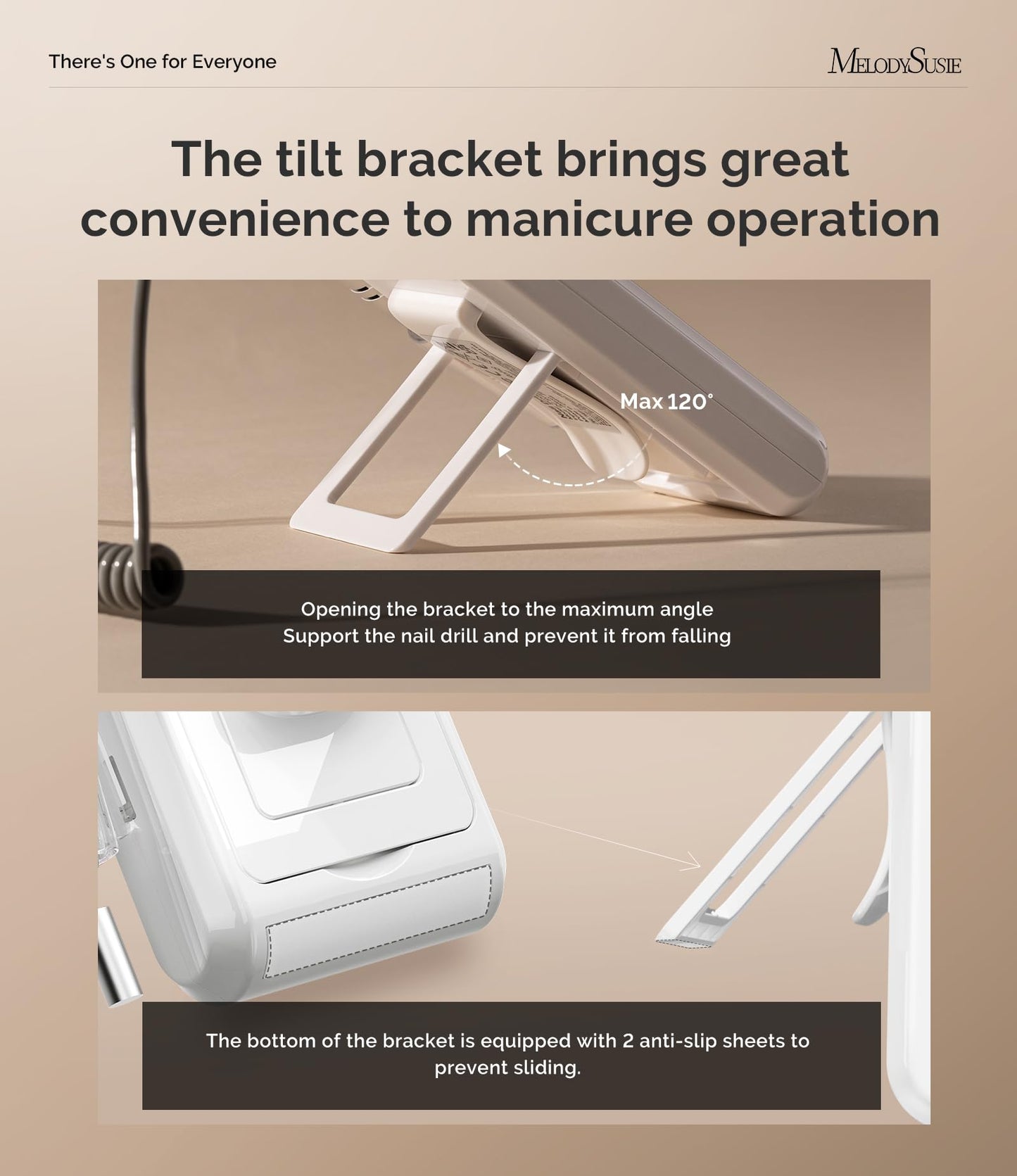 MelodySusie Entry-Level Clip-On Cordless 2-in-1 Nail Drill with Adjustable Built-in Stand, SC330G 30000RPM E-File for All Manicure Shaping & Gel Removal, Ideal for Training, Nail Art Practice at Home