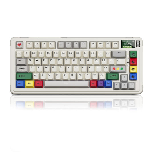 ZMX X BOYI C75Pro Retro Gaming Keyboard,75& Hot Swap Gasket-Mounted Wireless Bluetooth 5.0/2.4G Type-C Wired Custom RGB TKL Mechanical Keyboard with Screen&Knob for PC/Mac Gamer