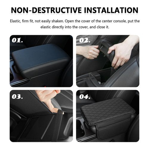Upgraded Car Center Console Cover,Microfiber Leather Car Armrest Cover Cushion with 2 Storage Bags,Universal Car Armrest Storage Box Car Accessories for Most Vehicles (Brown)