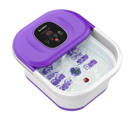 CuPiLo Foot Spa Bath Massager with Heat, Collapsible Foot Massager Spa Soaking Tub with Bubble, Pedicure Foot Spa for Relaxation, Gifts(Purple)