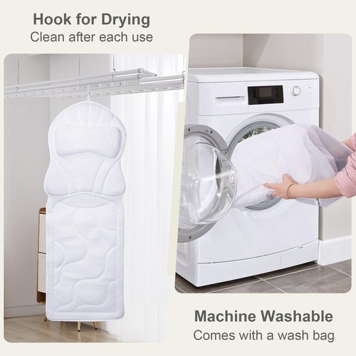 Luxury Spa Bath Pillow, Thick Full Body Cushion with Laundry Bag, Non-Slip Memory Foam for Head, Neck, Back Support, Ideal Women's Soaking Tub Gift