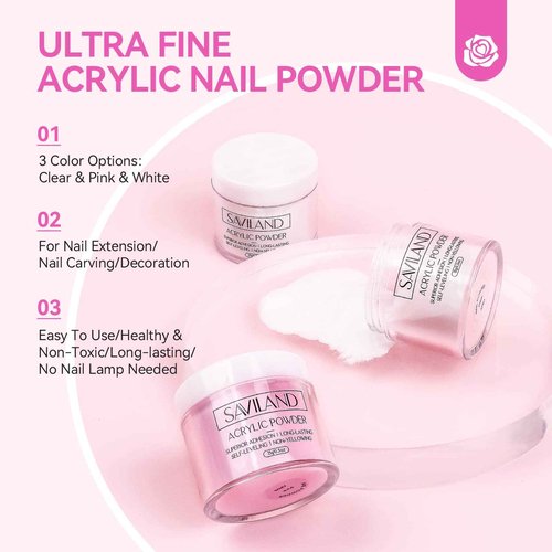SAVILAND Acrylic Nail Kit with Everything: Professional Complete Acrylic Nail Set for Beginners with Monomer Liquid Gel Nail Polish U V Nail Light Gift for Women