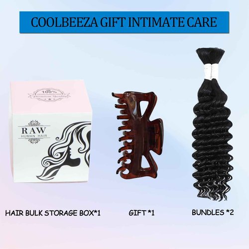 Coolbeeza Human Braiding Hair 22 Inch Deep Water Wave Bulk Human Hair for Braiding 12A Brazilian Virgin Curly Hair for Boho Braids Wet and Wavy No Weft 2 Bundles 100g Hair Extensions