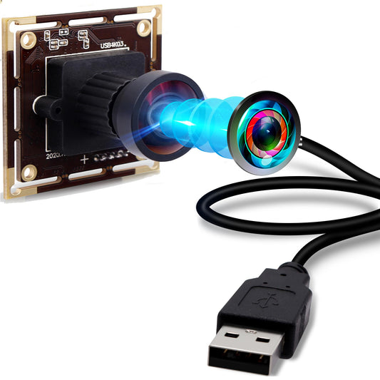 4K USB Camera Module with 110 Degree Wide Angle No Distortion Lens 2160P Ultra HD USB Camera Board for Computer and Raspberry Pi Industrial Lightburn Camera Plug and Play for Windows Linux Jetson Nano