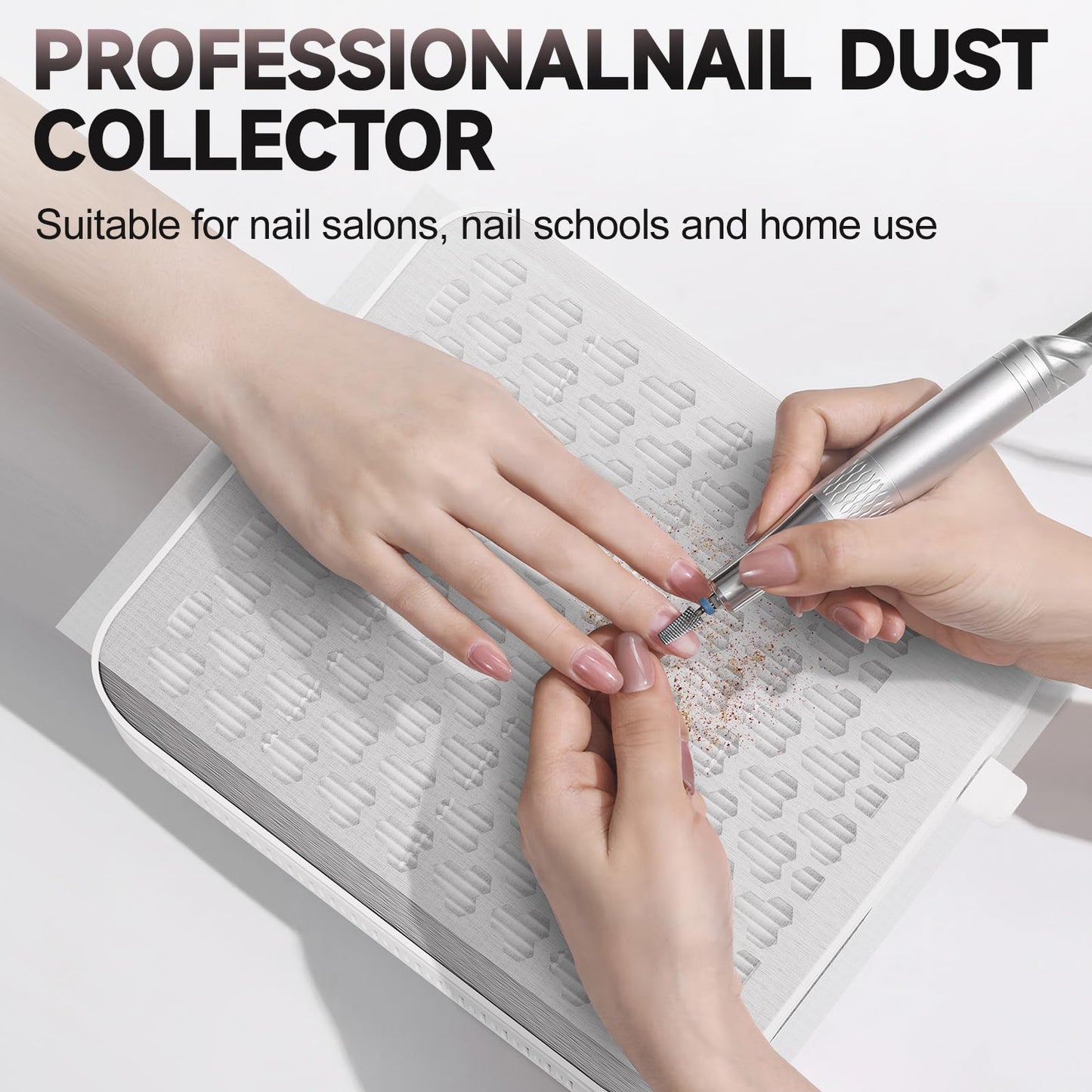 48W Cordless Nail Dust Collector with 10 Speed Settings, Powerful Suction Nail Vacuum for Manicure Table, Resin/Nail Dust Cleaner for Acrylic & Gel Nails, Salon & Home Use