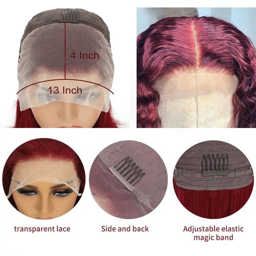 Realloves 12 Inch 99J Burgundy Deep Wave Curly Bob Wig for Black Women 180% Density Human Hair 13x4 HD Lace Front Wigs