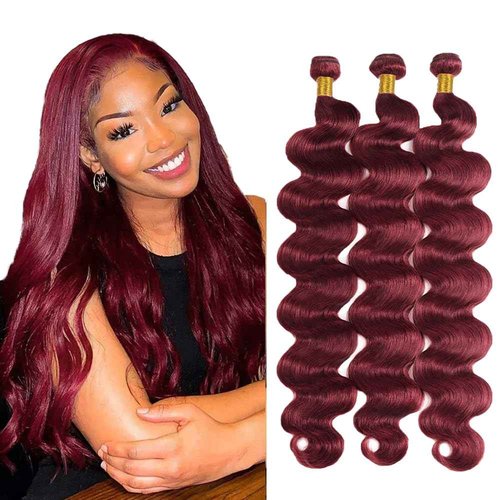 99j Burgundy Bundles Human Hair Body Wave Bundles Human Hair 34 34 34 Inch Brazilian Hair 3 Bundle Wine Red Unprocessed Virgin Remy Hair Extensions 50 Gram Per Bundle