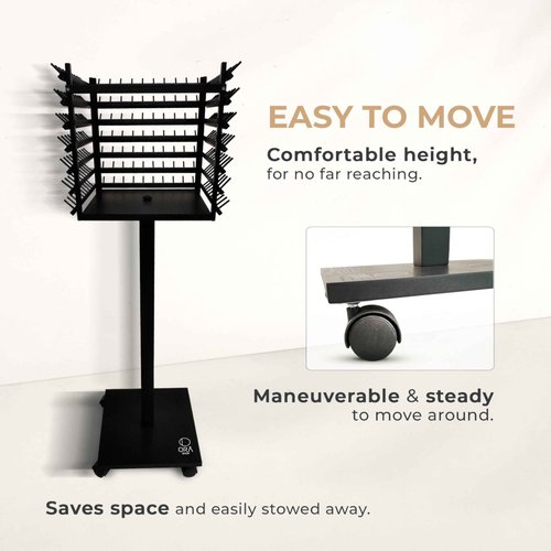 ORA SHOP - Braiding Hair Rack, Hair Extension Holder, Hair Braiding Tools, Hair Product Organizer, Wooden 3-Sided Rack Stand, Large Capacity (210 pegs)