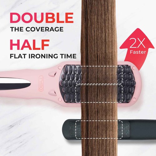 Rotating Curling Iron for Beach Waves + TYMO Ionic Hair Straightener Brush