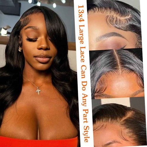 Atohallan 13x4 Body Wave Lace Front Wigs Human Hair Pre Plucked 26 Inch HD Transparent Lace Frontal Wigs Human Hair for Women 180% Density Glueless Frontal Wigs Human Hair Body Wave Wig(26 Inch)