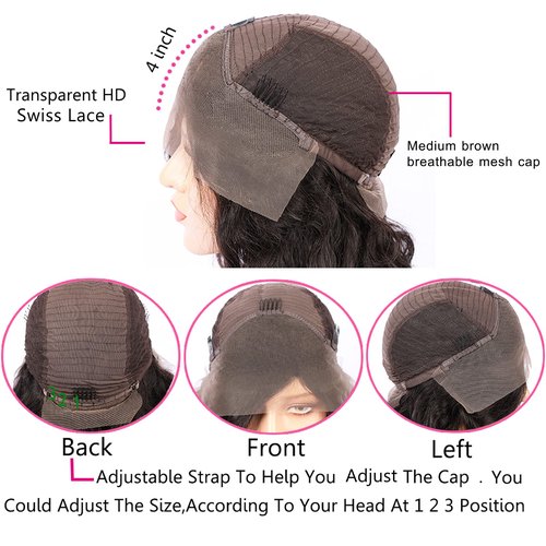 YMS Ombre Red HD Lace Front Wigs Human Hair 180% Density Highlight Human Hair Wigs for Women Skunk Stripe Glueless Wig Pre Plucked 14 Inch Black and Red Colored 13x4 Lace Frontal Wig