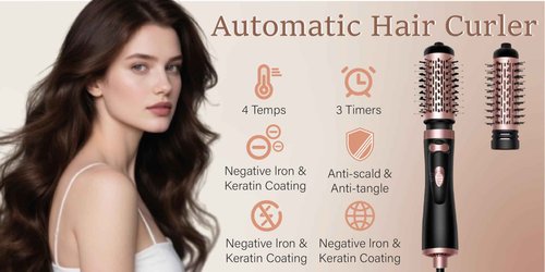 Automatic Curling Comb, inch Ceramic, Ionic The hot Rounding Brush smooths Your Hair and Helps You Look Better Take Care of Your own Makeup, Constant Temperature 2-in-1 (Rose Gold)