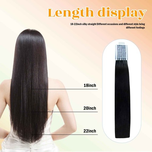 V Light Hair Extension,18 inch 40g Black Virgin Remy v-light Hair Extensions for V Light Hair Extension Machine Tool Kit (Black, 18 inch)