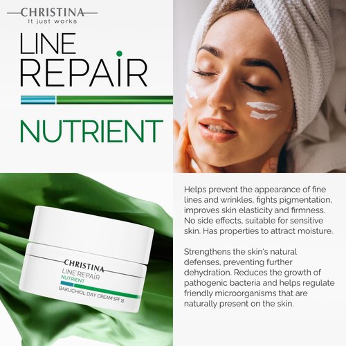 -CHRISTINA- Line Repair Bakuchiol Day Cream with SPF 15 | Face Moisturizer with Blue Light Defense, Ideal for Combination, Normal, Dry Skin | Cream For Face with Anti-Aging effect 50ml / 1.7 fl.oz