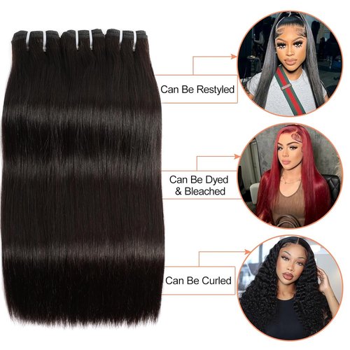 VIPbeauty Raw Straight Human Hair Bundles One Straight Bundles 14A Unprocessed Raw Bundles Human Hair Extension Real Human Hair Natural Color Double Weft Extensions Bundle 32 Inch