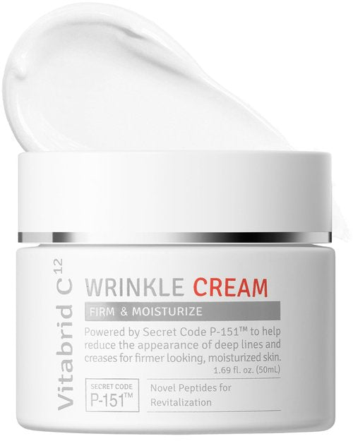 VITABRID C12 Wrinkle Cream - Age Defying Skin Recovery Moisturizer with Peptides, Vitamin C, Shea Butter - Wrinkle Repair Moisturizing Day & Night Skincare for Face and Neck - Fragrance Free, 1.69oz.