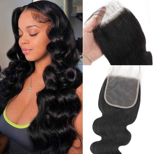 5x5 Transparent HD Lace Closure Body Wave Human Hair Lace Closure Invisible 12A Brazilian Virgin Human Hair Closure Free Part 5x5 100% Real Closure Pre Plucked Natural Black 22 Inch