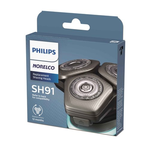 Philips Norelco Genuine SH91/52 Replacement Shaving Heads Compatible with Norelco Shaver Series S9000 and 9000 Prestige, Latest Version for Refreshed SH90/70, SH98/70, and SH98/80